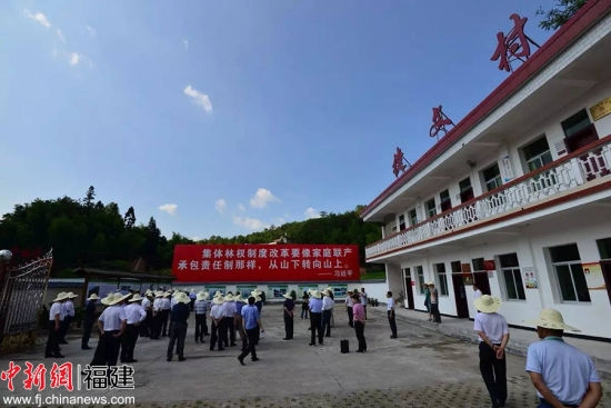 图为去年全国深化集体林权制度改革现场会期间，与会者来到武平县捷文村调研。武平新闻网 供图