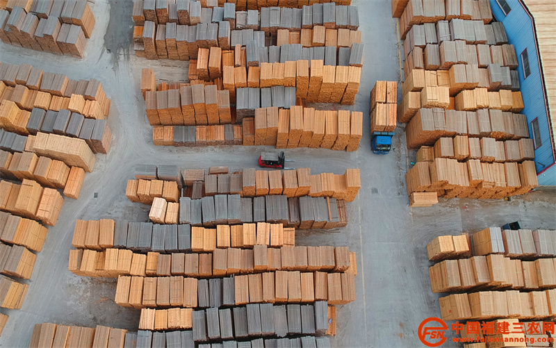 日前无人机航拍的顺昌县升升木业有限公司增资扩产项目新建厂房，工人正忙碌着运送木料。 (2).jpg