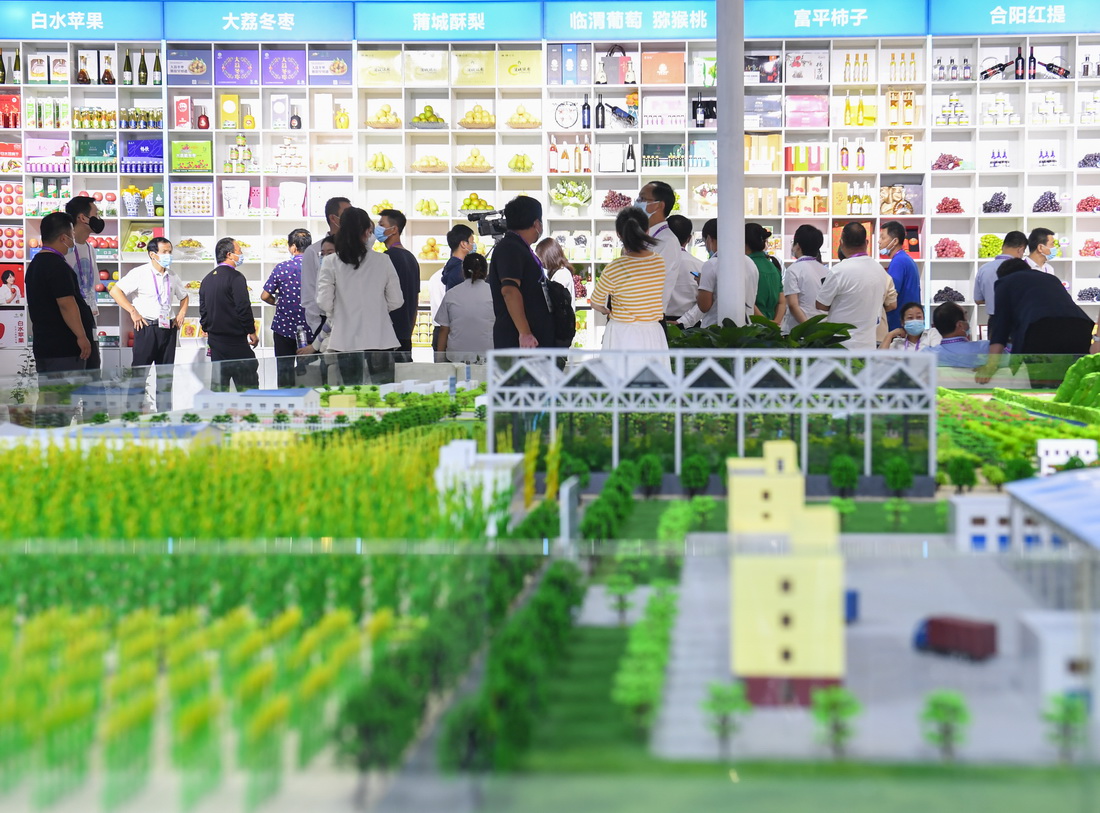 9月15日，在农业科技示范推广应用展馆，参观者了解特色农产品。